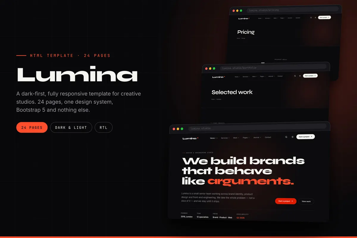 Lumina HTML template overview